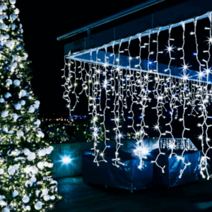 Cascata LED de Natal 400 Lâmpadas – Luz Fixa Branco Frio