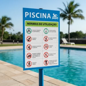 Placa Piscina – Normas de Utilização com Ícones