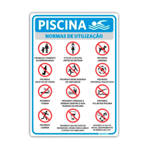 Placa de Sinalização Condomínio – Normas da Piscina
