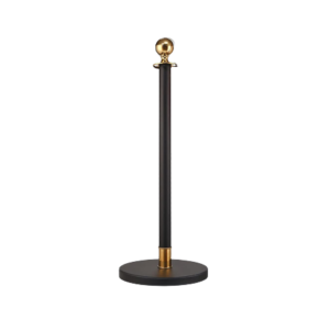 Pedestal de Fila com Cordão 1,5m | Aço Inox Preto com Dourado