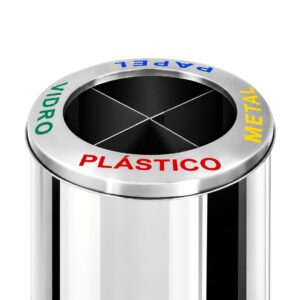 Lixeira de Aço Inox com Tampa Aro Mix 4 Divisões – 20 a 100 Litros