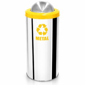Lixeira de Aço Inox para Coleta Seletiva com Tampa Basculante Inox e Aro Colorido – 12 a 100 Litros
