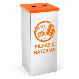 Lixeira de Aço Inox para Pilhas e Baterias Quadrada – 15 a 100 Litros