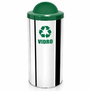 Lixeira de Aço Inox para Coleta Seletiva com Tampa Basculante Colorida – 12 a 100 Litros